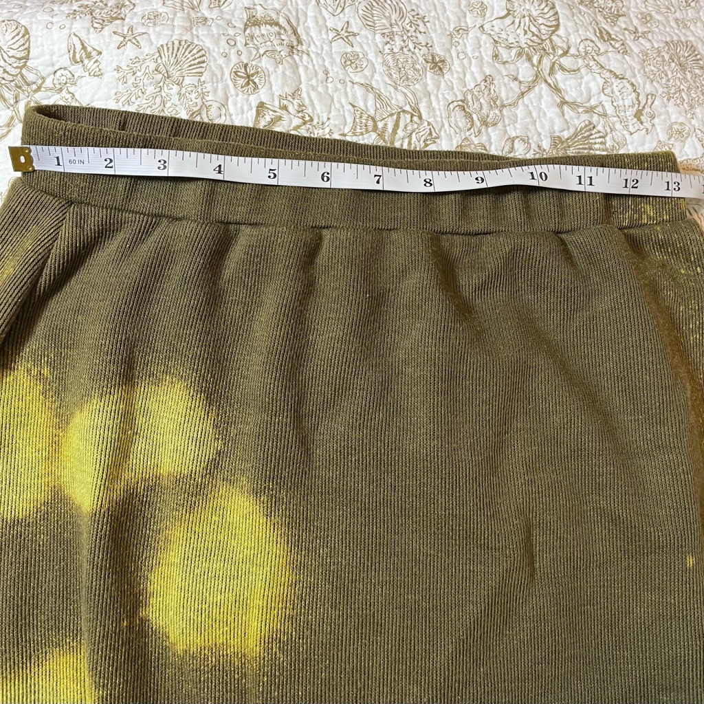 Express Vtg M Pull On Green Bleach Dye Abstract Heart Goblin Grunge Wrap Skirt — image 3 of 6